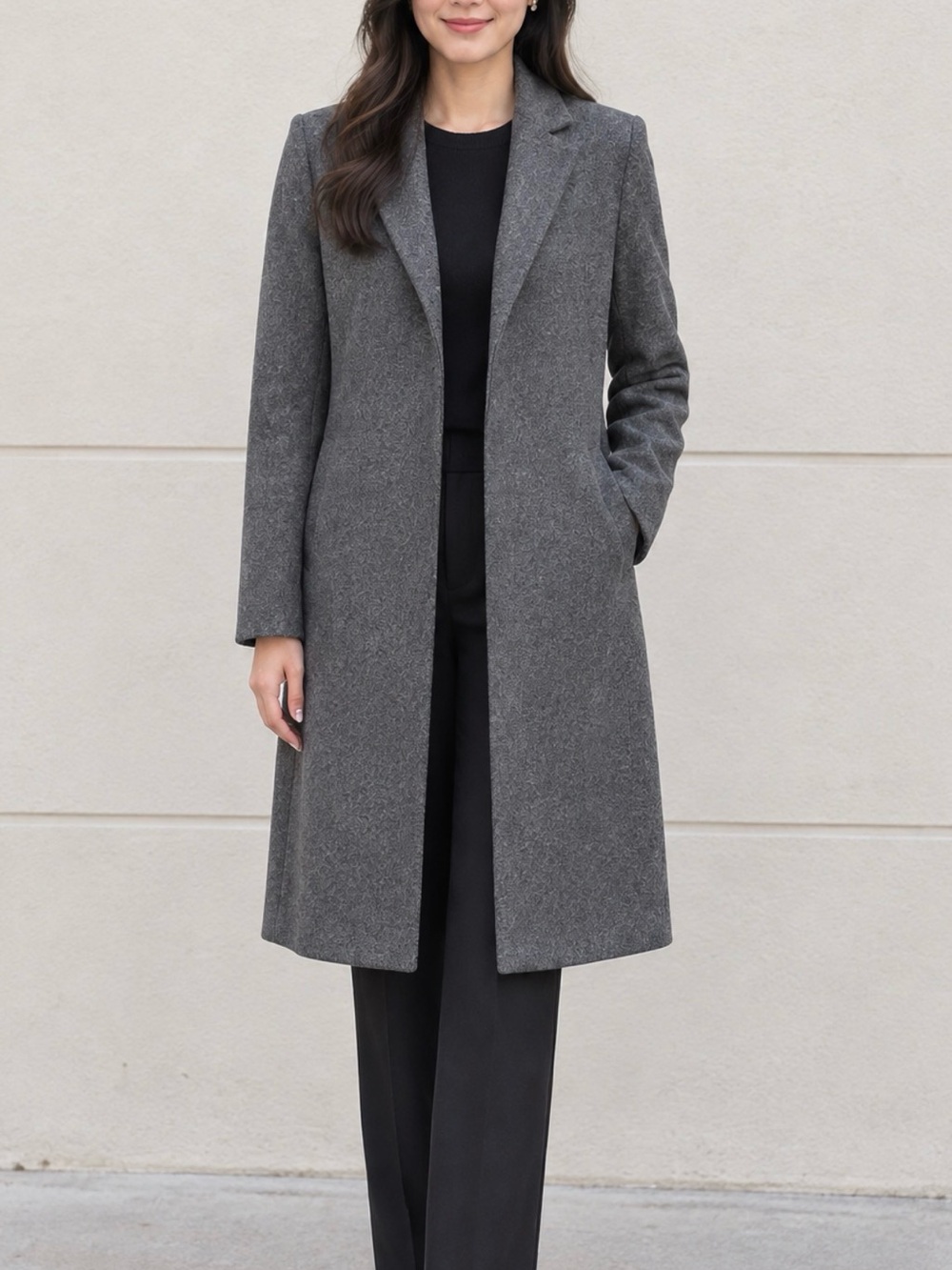 Zara Grey Tailored Long Trench Coat